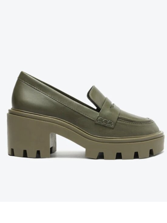 SCHUTZ Shoes - SCHUTZ Viola Tractor Leather Flats Sz10B in Military Green